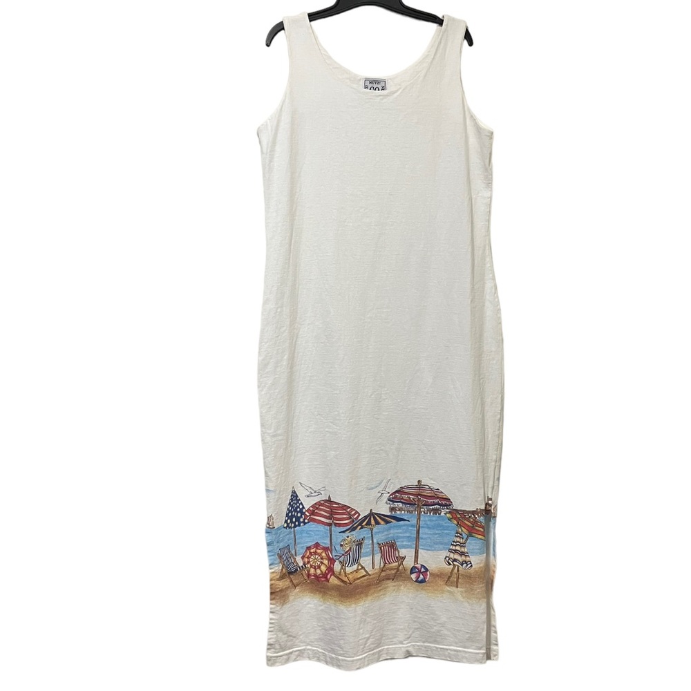 Vintage Go Nutz! Beach Scene Sleeveless Maxi Dress or Swim Coverup